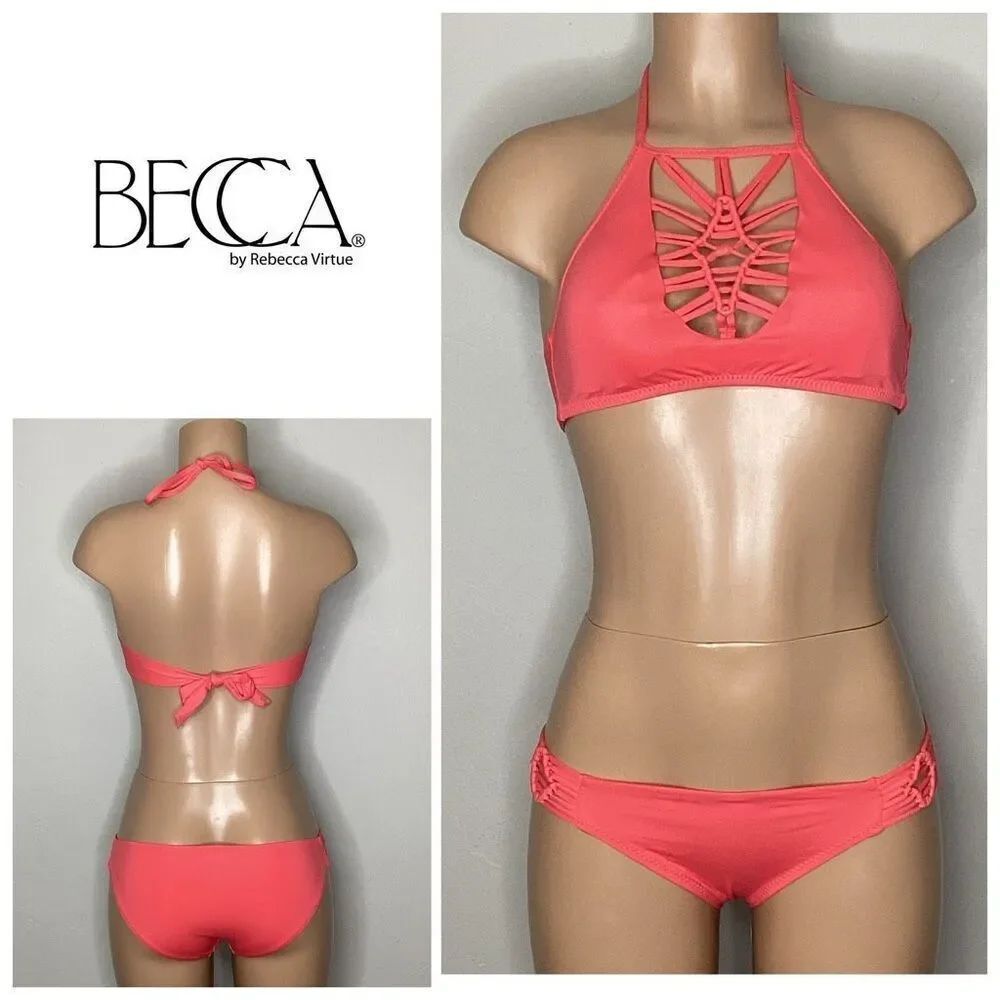 New. Becca coral macrame bikini. Medium. Retails $120